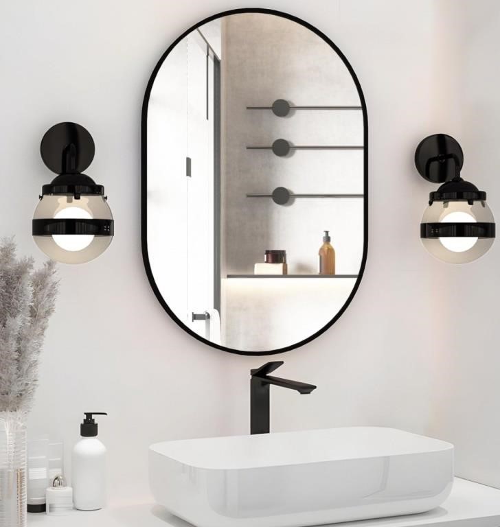 Neuweaby Oval Bathroom Mirror, Black