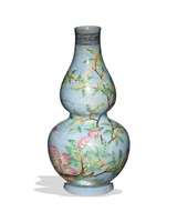 Chinese Blue Ground Hulu Vase, 19th C#