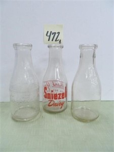 (3) Milk Bottles - Cooperating Dairies, Sniezek &
