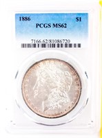 Coin 1886 Morgan Silver Dollar PCGS MS62