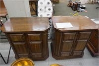 pair of 1980's side cabinets-oak veneer & plastic