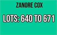 LOTS: 640 to 671 Consignor Zanore Cox