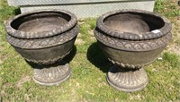 Pair Ornate Resin Fiberglass Planters