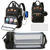 Diaper Bag Backpack  Portable Baby Bag w/ Changing