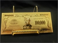 Collector $100,000. Gold leaf bill