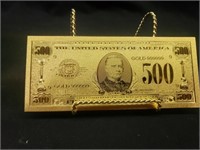 Collector $500. Gold leaf bill