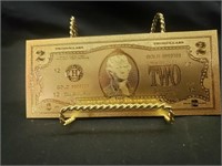 Collector $2. Gold leaf bill