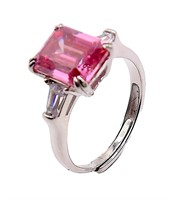 925S 3.0ct Pink Emerald Moissanite Ring