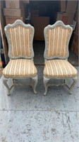 Pr of French Blue Arm Chairs w/ Upholstered Backs