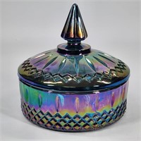 IRIDESCENT GLASS LIDDED DISH