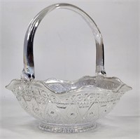 L.E. SMITH GLASS HANDLED CARNIVAL GLASS BASKET