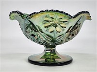 IMPERIAL CARNIVAL GLASS GREEN COMPOTE
