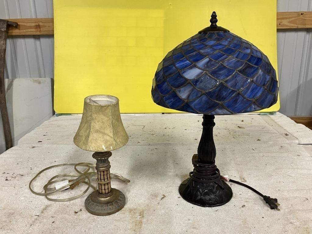 Tiffany Style Blue Stained Glass Lamp/Other