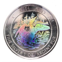 Canada 2002 Fine Pure Silver $5 Hologram ICCS SP67