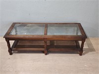 Mid-Century Beveled Glass Top Coffee Table