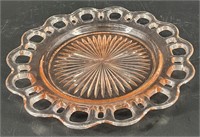 Open Lace Pink Depression Glass Serving Dish