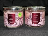 2 WHITE  BARN CANDLES - MARY MIMOSA