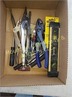 Box lot of tools including Pliers