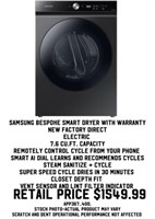 Samsung Bespoke Smart Dryer w/ Warranty