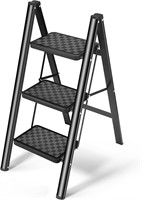 HBTower 3-Step Ladder  330 Lbs  Black