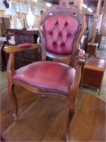 Tufted Leather Mahogany Arm Chair