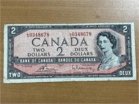 1954 Cdn $2 Bank Note
