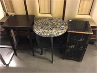 Granite Top Side Table, Asian Pedestal Stand and