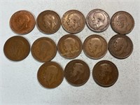 13 George V large cents, Great Britain