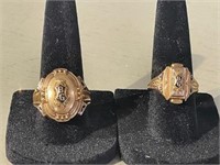 Pair of 10K Vintage High School Class Rings