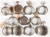 ASSORTED MAN'S POCKET WATCH CASES, LOT OF 11,