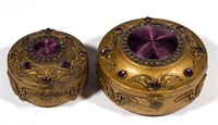 CONTINENTAL GILT-BRASS PAIR OF JEWEL BOXES, each