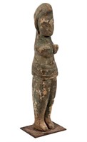 TRIBAL CARVED AND PAINTED WOOD STANDING FIGURE,