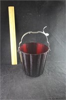 Ruby Red Glass Anhor Hocking Paneled Ice Bucket