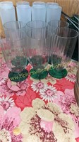 6 green and clear tea glasses