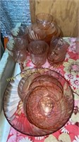 36pcs swirl pattern pink dishes
