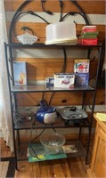 Metal Shelf and Contents