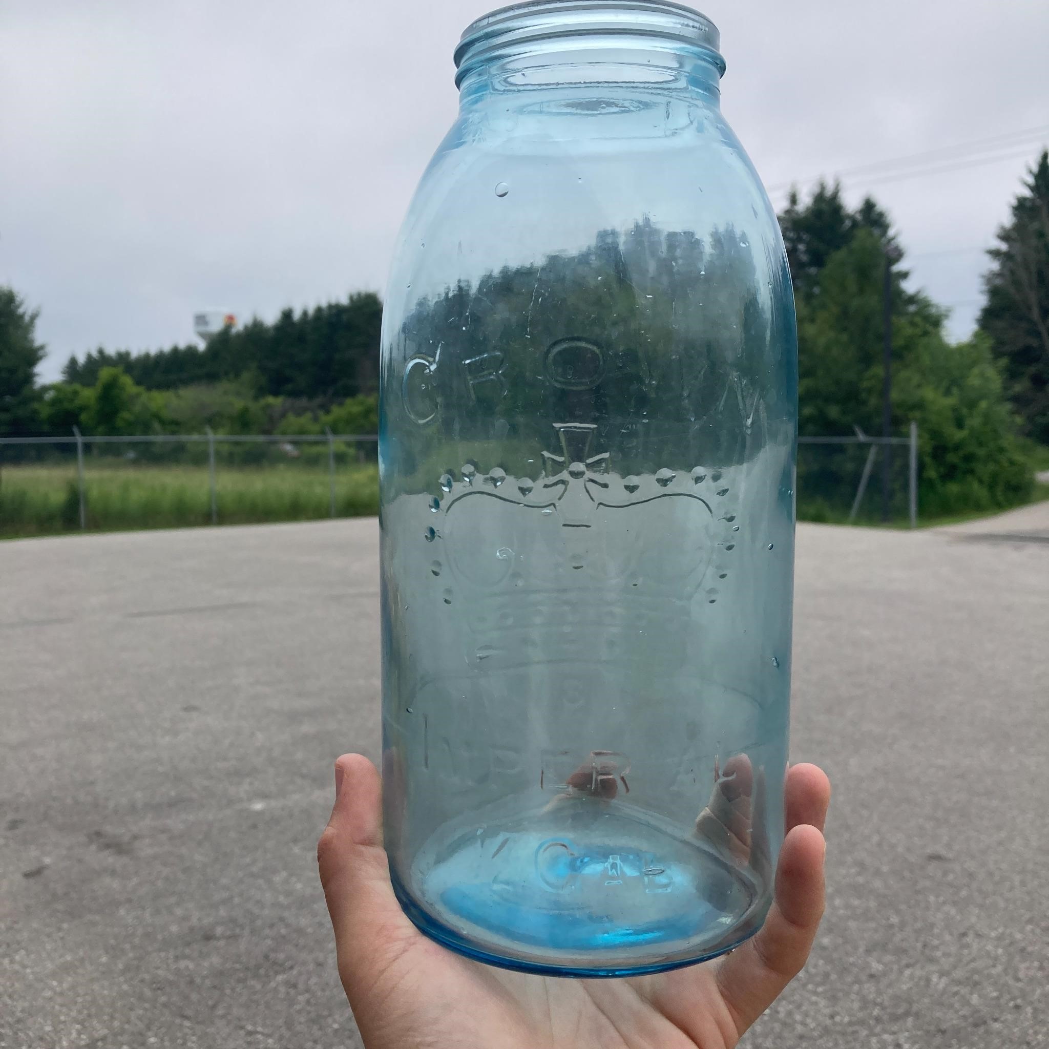 Antique Crown Imperial Aqua 1/2 Gallon Jar