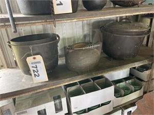 (3) cast iron pots