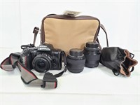 Nikon N5005 AF camera with bag and lenses