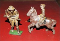 2 Antique World War I Army Metal Soldier Toys
