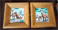 2 Vintage Paint By Number Deer Art Pictures Framed