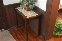 Antique Pine Desk W/ Plant and Mirror