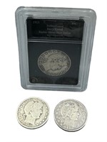3 Silver Barber 1/2 Dollars, Minted