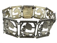 Victorian Sterling courting Couple Panel Bracelet