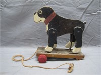 Antique 30's Children's Pull Toy/Wooden Dog