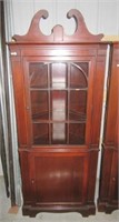 Vintage corner display cabinet. Measures 69" h x
