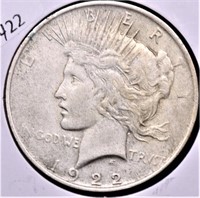 1922 PEACE DOLLAR VF