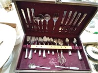 Wood Silverware Chest w/ Stainless Set & More