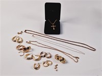 47 Grams 14KT Gold Jewelry: Earrings, Necklace