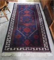 Hand knotted Wool Pile area rug 6ft 10” x 3ft 8"